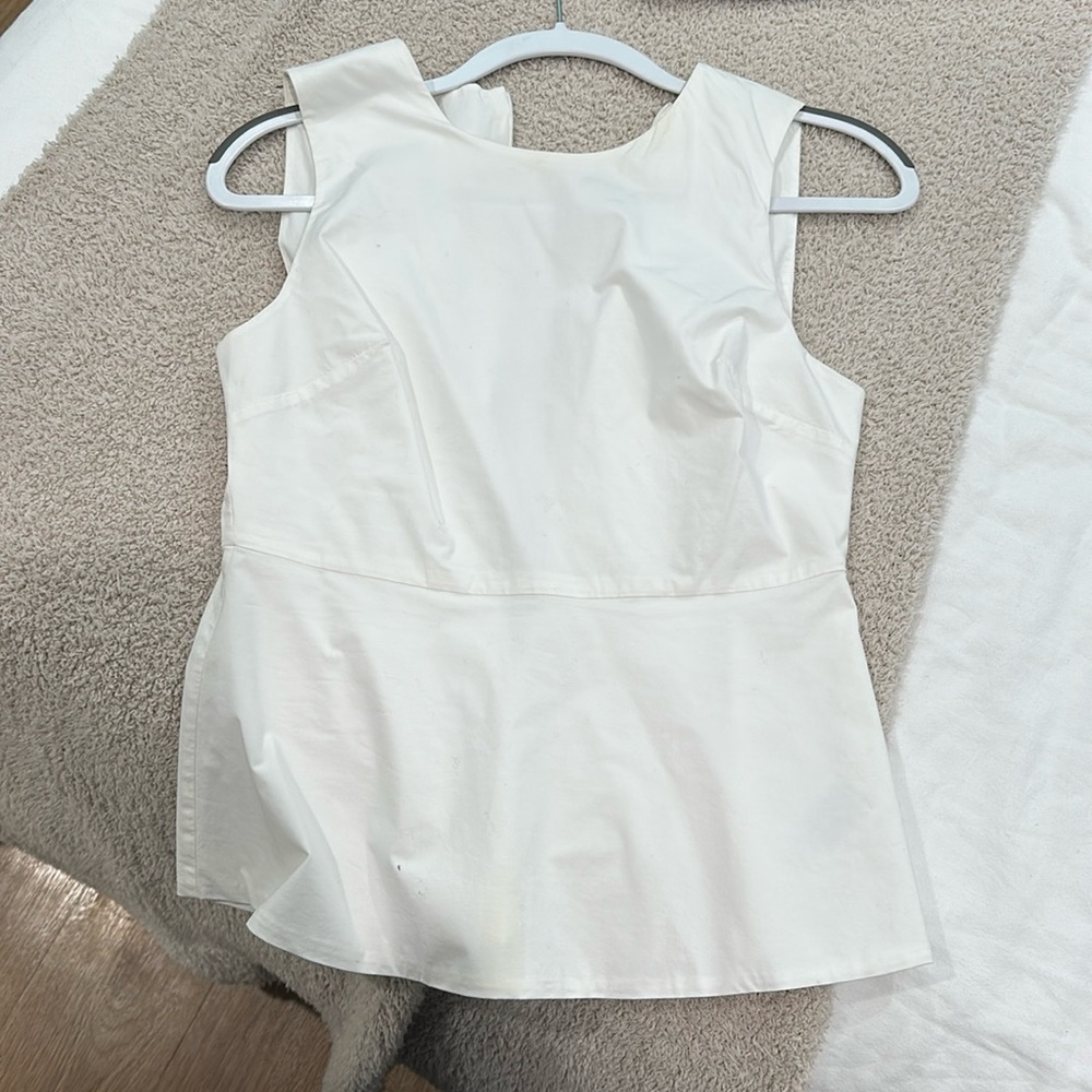 Aritzia White Sleeveless Peplum Tank Top